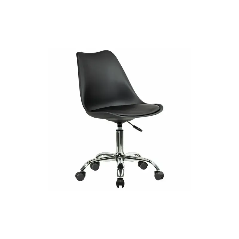 Кресло стул  "Eames MG-310 CH", хром, пластик черный, экокожа черная, 532925 главное фото